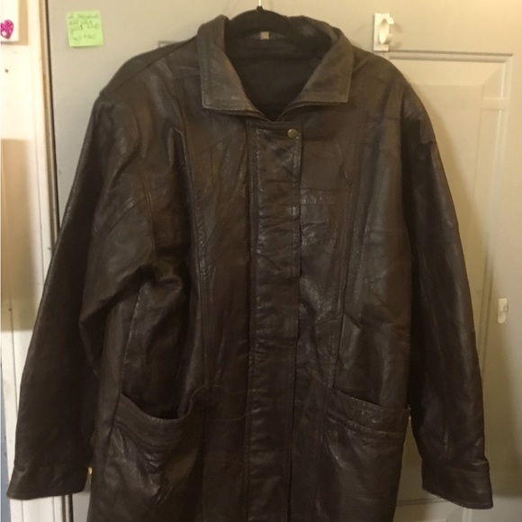 Vintage men’s chocolate brown leather jacket extra large - Picture 1 of 6
